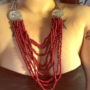 Statement Beaded draped necklace Boho NWT